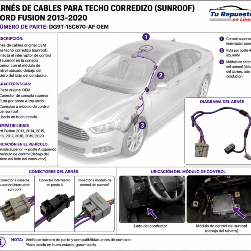 Arnés Techo Corredizo Ford Fusion 2013-2020 Dg9t-15c670-af