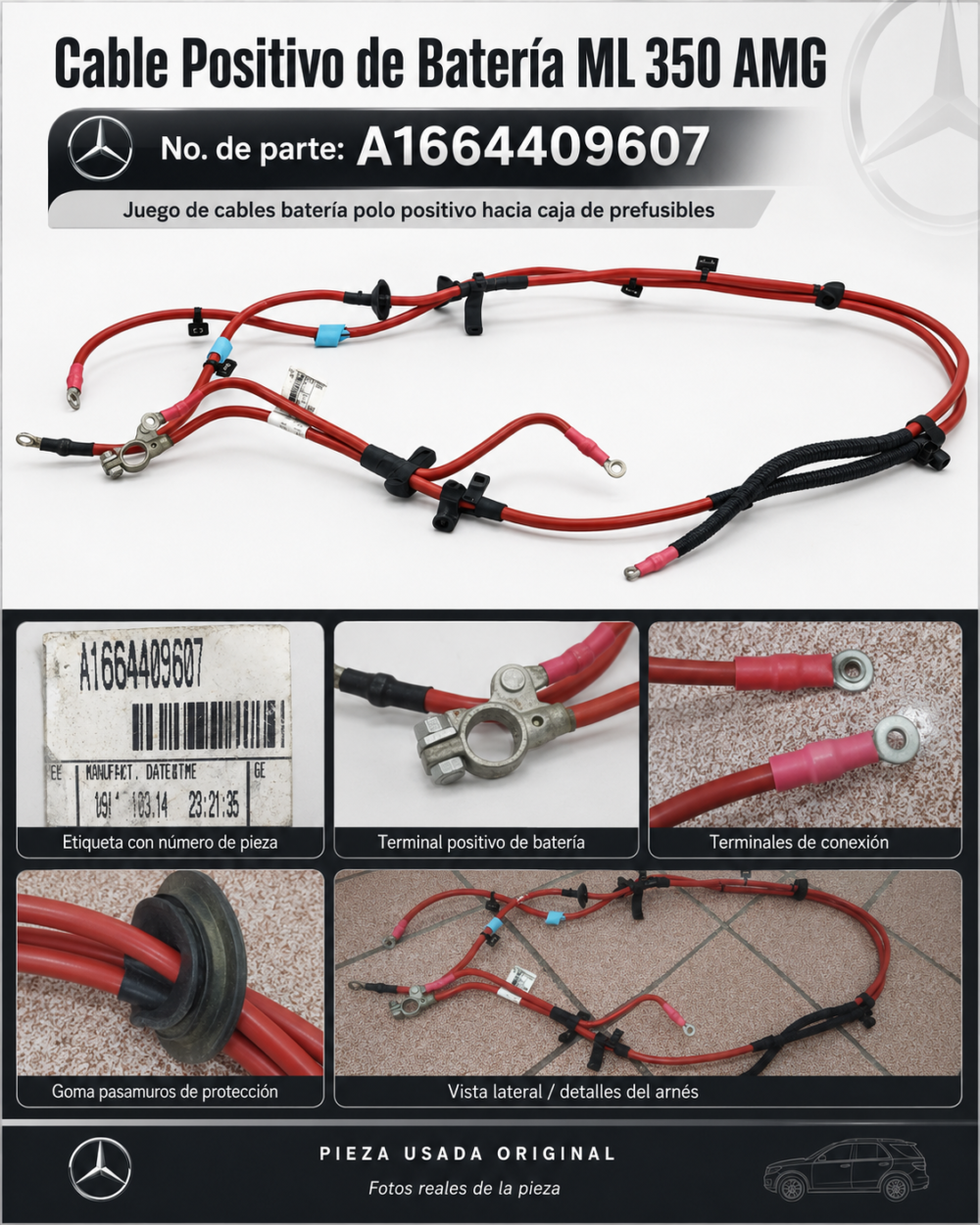 Mercedes Ml350 Amg 2014 Arnés Cable Batería Principal A166 440 9607