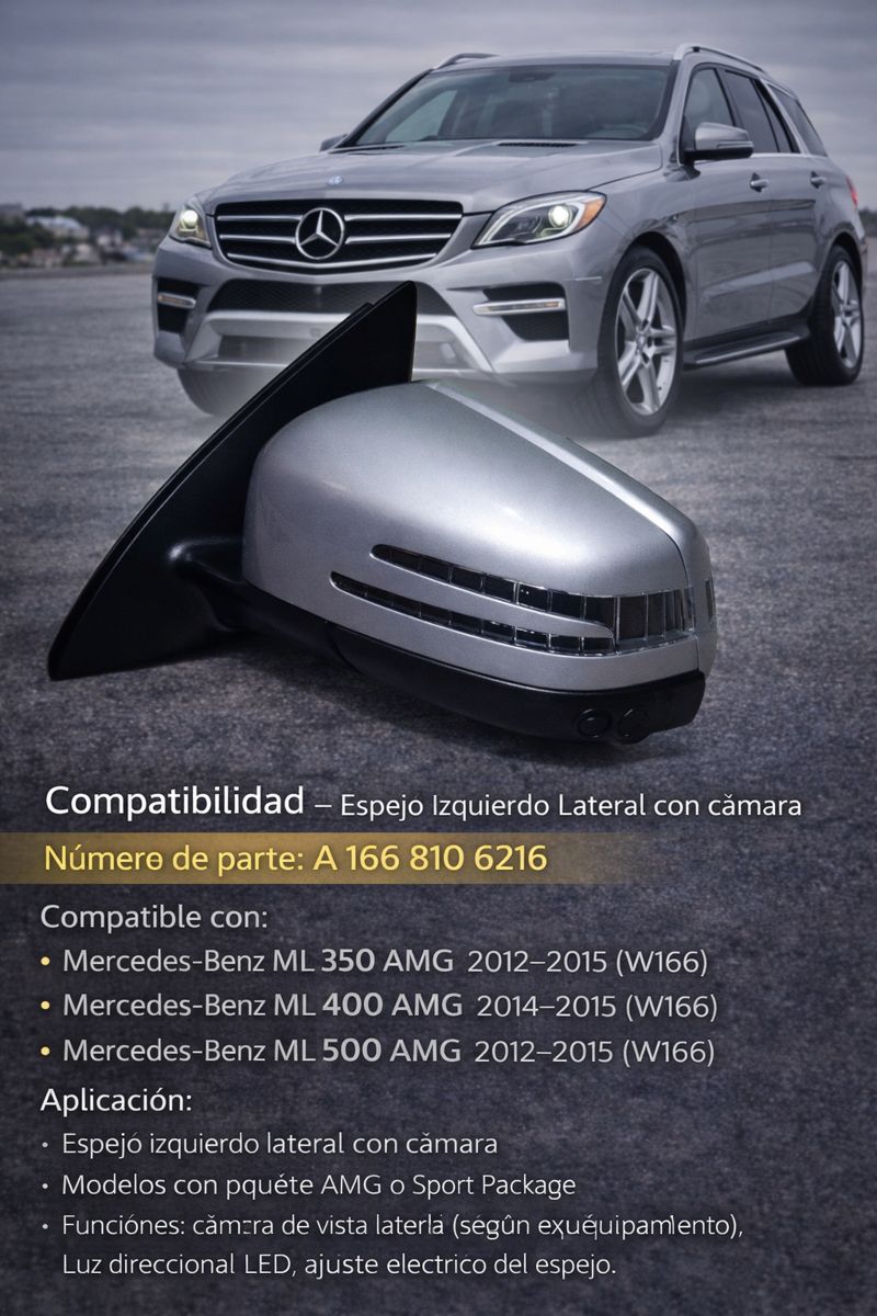 Mercedes Benz Ml 350 Amg Espejo Lateral Izquierdo Con Cámara