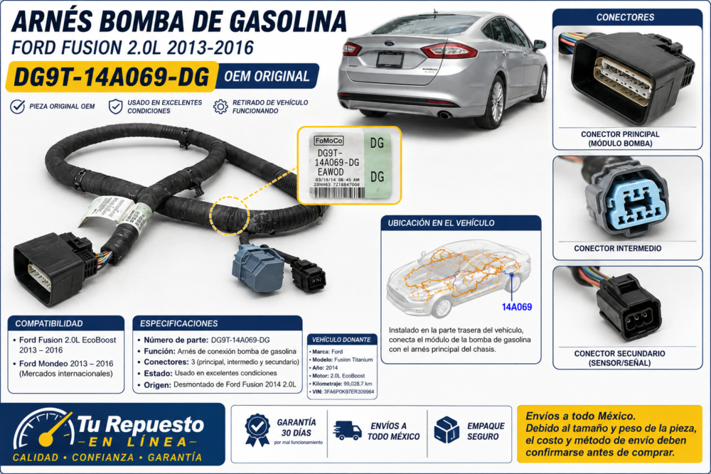 37e0374a-222d-4854-9f88-b1419f9965aa Ford Fusion 2.0l 2014 Arnés Bomba Gasolina Dg9t-14a069-dg
