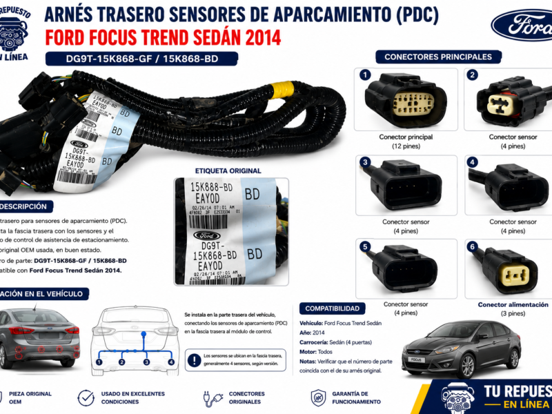 4b080f26-5cb2-44ab-ba77-810356f66d5d Ford Fusion 2013-2016 Arnés Sensores Reversa OEM DG9T-15K868-AC