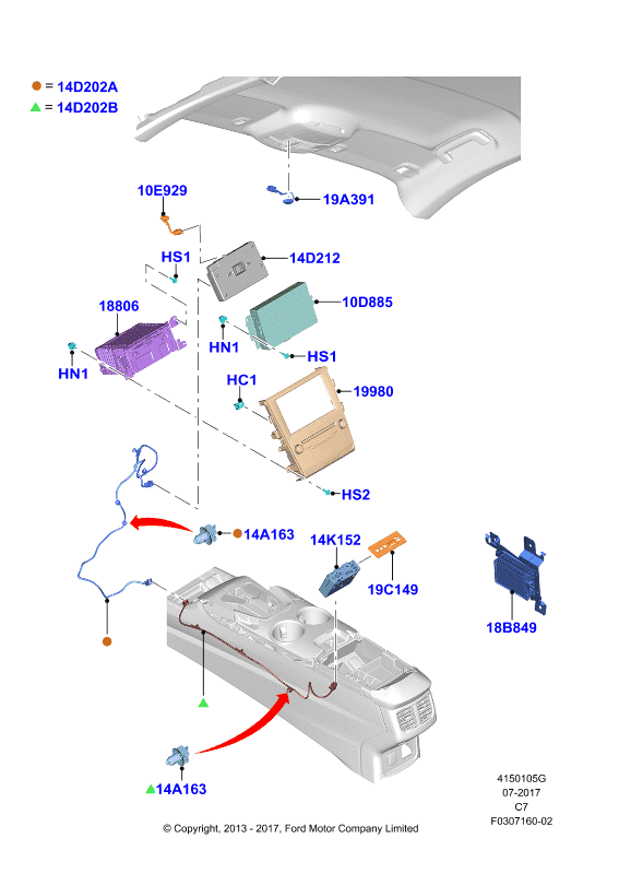 F030716002 Ford Fusion 13-16 Arnés Puerto USB Consola OEM DS7T-14D202-AD