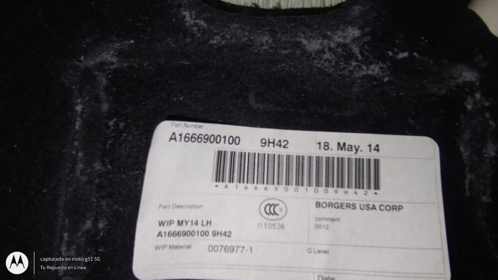 Mercedes-Benz ML 350 AMG 2014 Panel Cajuela Izq A1666900100