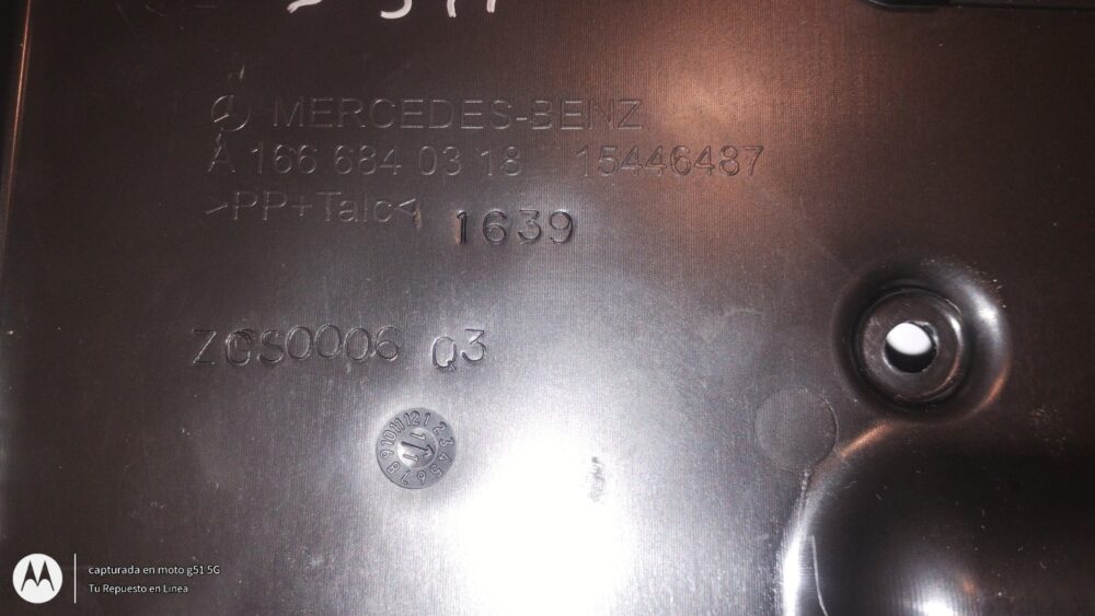 Mercedes Benz Ml350 Cubierta Plastica Del Piso