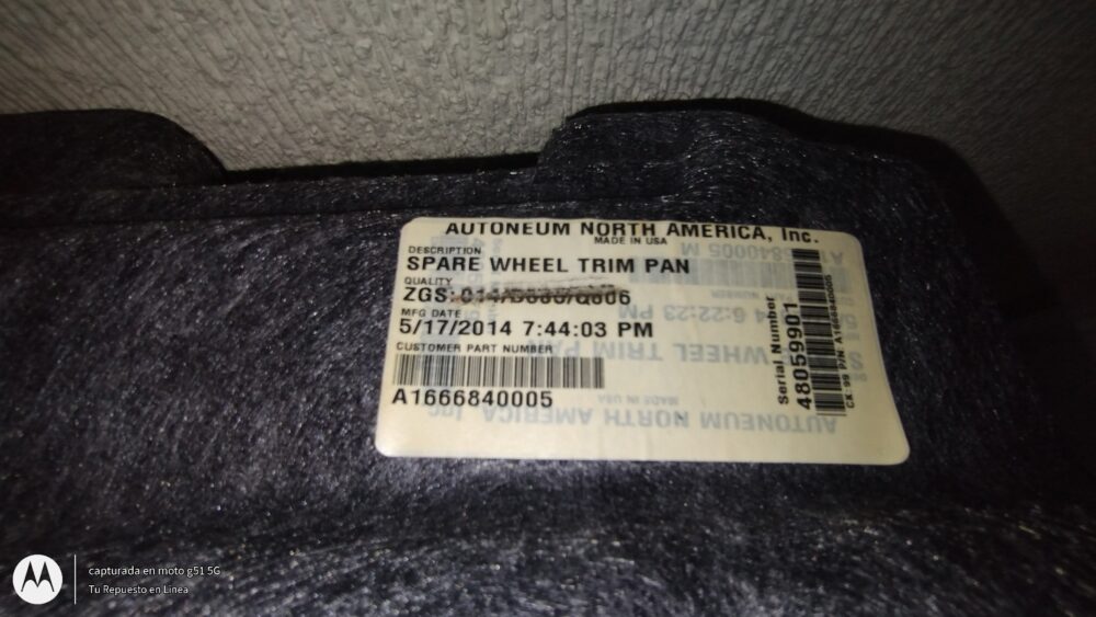 Mercedes-benz Ml 350 Amg 2014 Alfombra Base Llanta Cajuela