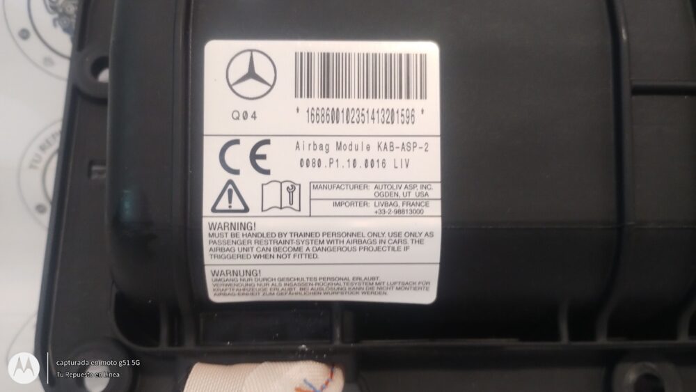 Mercedes Benz Ml350 2014 Bolsa De Aire De Rodilla / Piloto