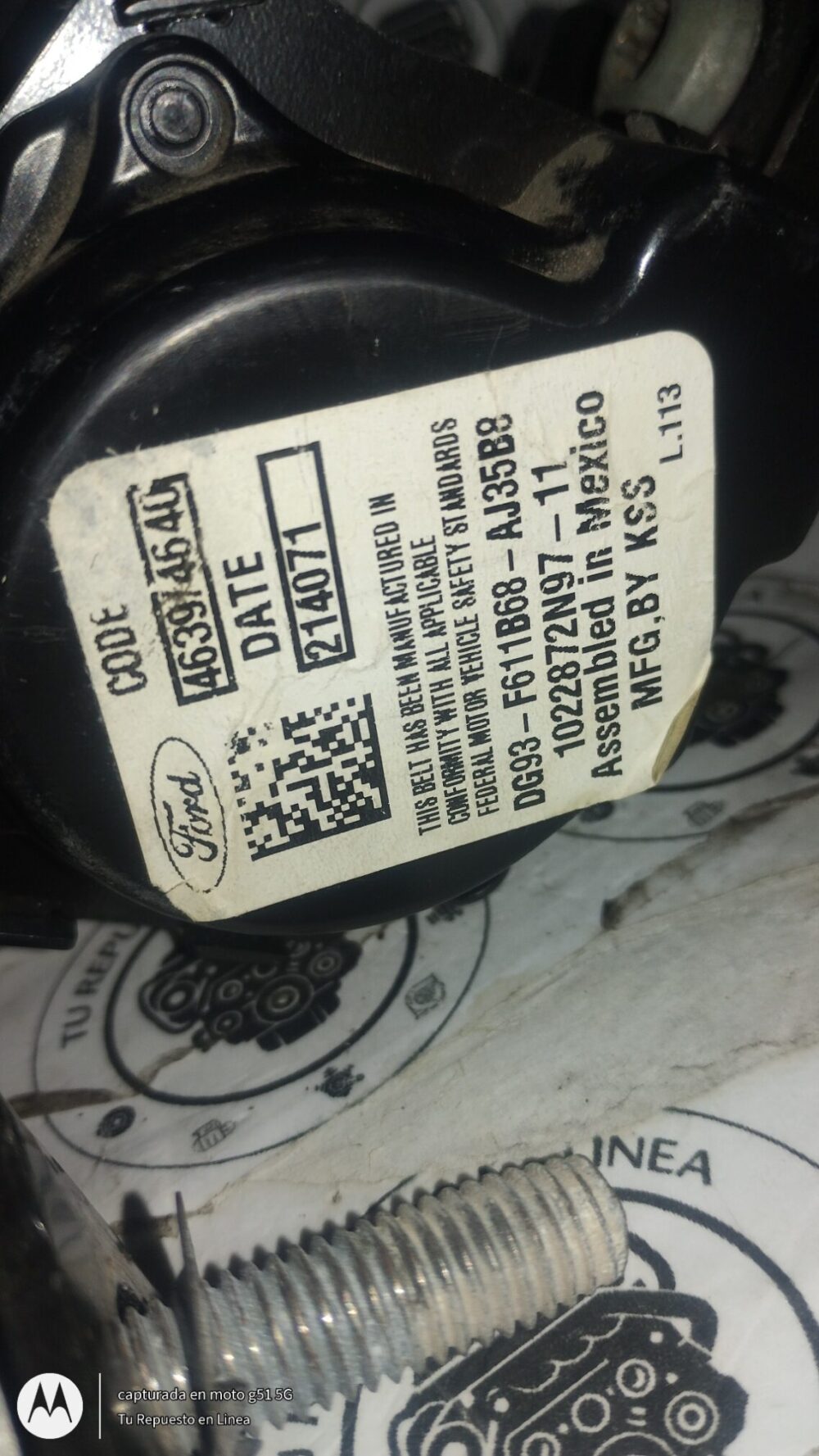 Ford Fusion Titanium 2.0l 2014 Cinturón Trasero Derecho