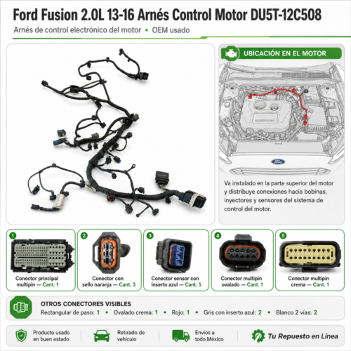 Ford Fusion 2.0l 13-16 Arnés Control Motor Du5t-12c508 Ce