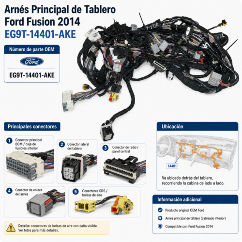 11 Arnés principal de tablero Ford Fusion 2014 EG9T-14401-AKE