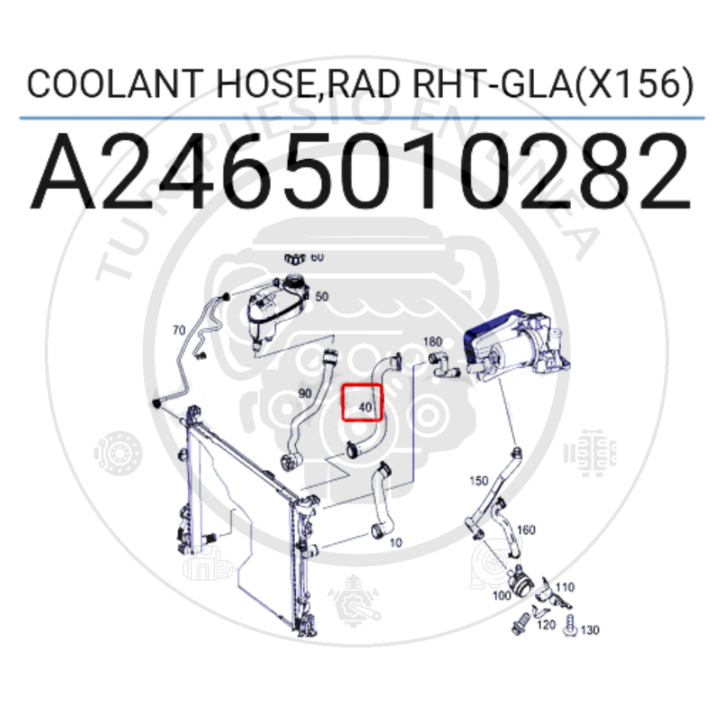 Mercedes-Benz CLA 200 2014 Manguera Radiador Derecha A2465010282