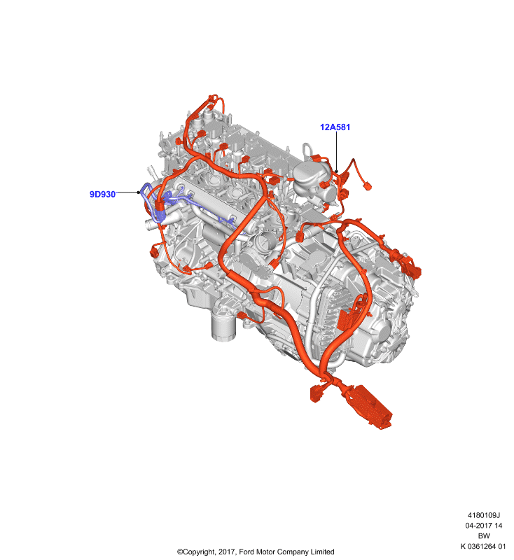 Ford Focus 2.0L 12-15 Arnés Secundario Motor OEM DU5T-14B485-B6EJ3