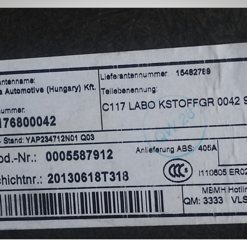 Mercedes-benz Cla 200 2014 Tapete Cajuela A1176800042