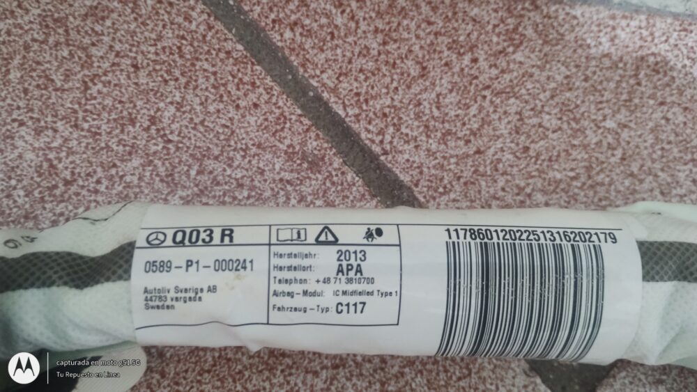 Mercedes-benz Cla 200 2014 Bolsa De Aire Cortina A1178601202