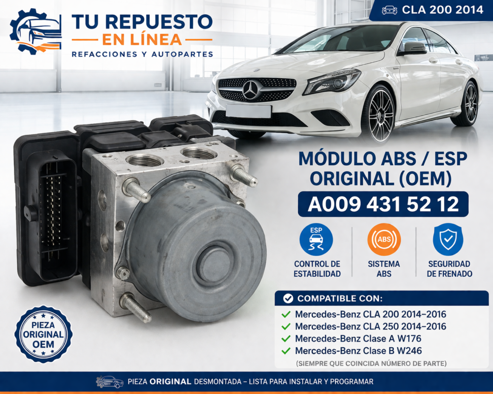 1d0bda0e-7a91-4a44-a614-88b0553ba681 Mercedes-benz Cla 200 2014 Módulo Abs Esp A0094315212 Oem