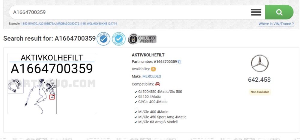 Mercedes-benz Ml 350 Amg 2014 Canister Evap Oem A1664700359