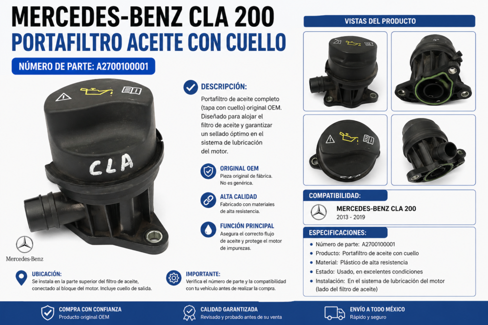 Mercedes-benz Cla 200 Tapa Portafiltro Aceite Con Cuello