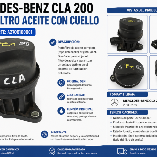 Mercedes-benz Cla 200 Tapa Portafiltro Aceite Con Cuello