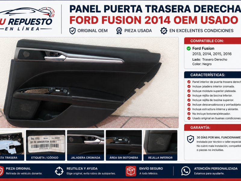 2332985d-f6c5-4bf8-8197-f6c0f578efa5 Panel Puerta Trasera Derecha Ford Fusion 2014 Oem Usado