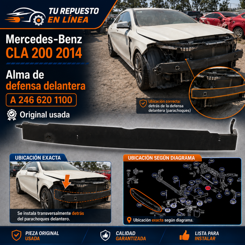 6fa46433-4cd7-47e6-8b6e-3c41081ffac1 Refuerzo Fascia Delantera Mercedes Cla 200 2014 Aluminio