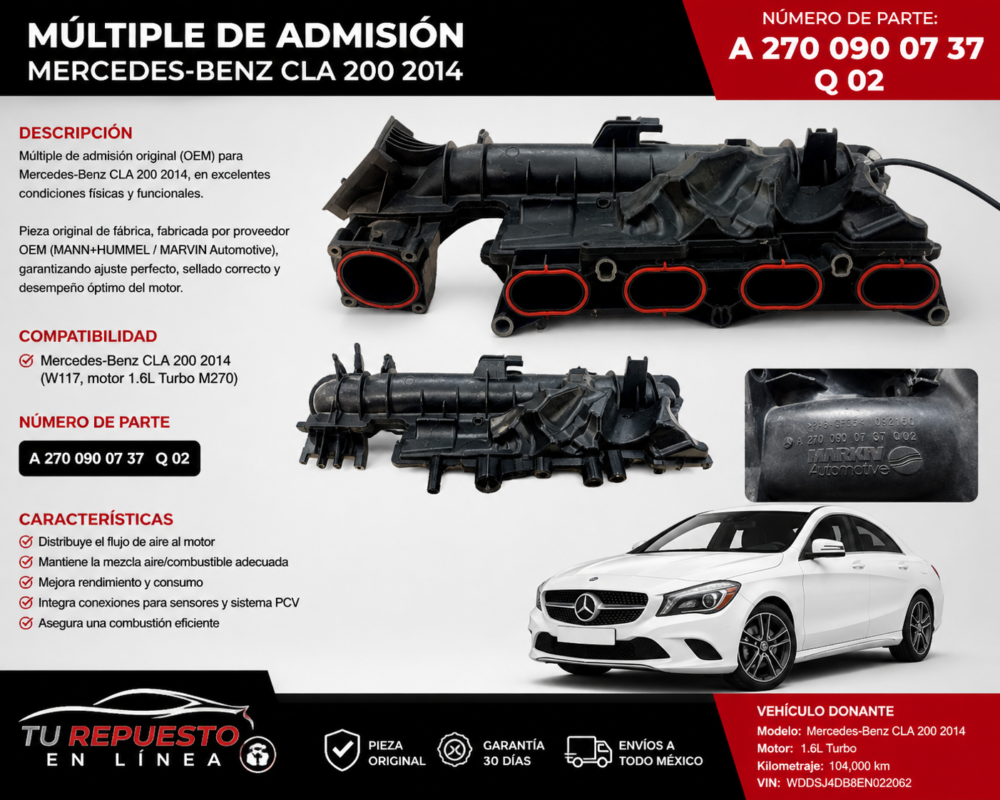 b2681dd4-f358-4c7b-a4ce-861f435738a8 Mercedes-benz Cla 200 2014 Múltiple Admisión A2700900737