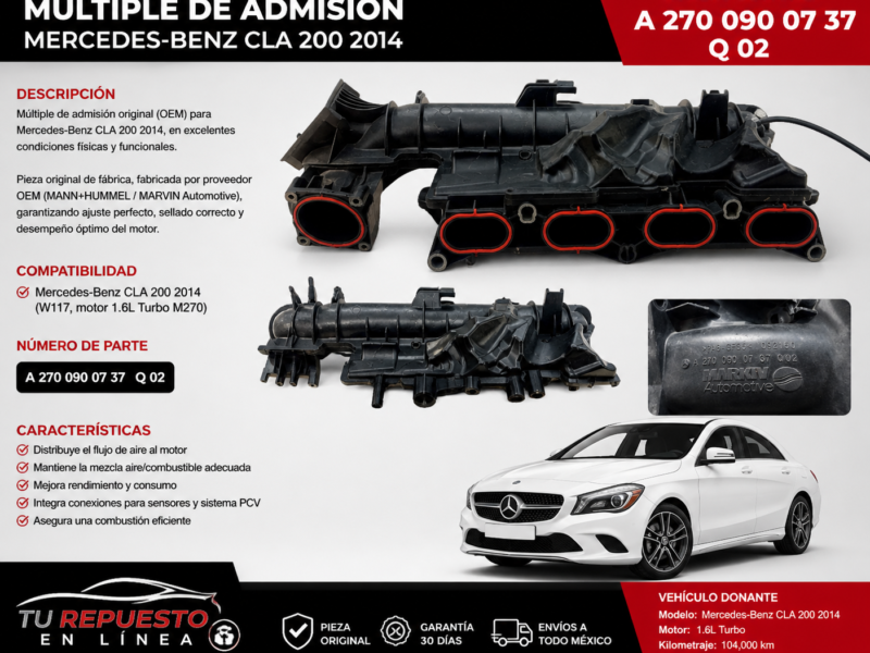 b2681dd4-f358-4c7b-a4ce-861f435738a8 Mercedes-benz Cla 200 2014 Múltiple Admisión A2700900737