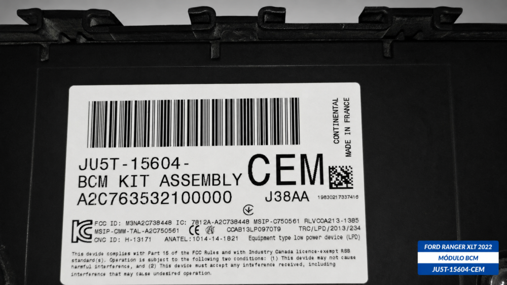 6711611d-ab90-46c9-9b74-19de7b55dc8c Ford Ranger Xlt 2022 Módulo Bcm Caja Fusibles Original