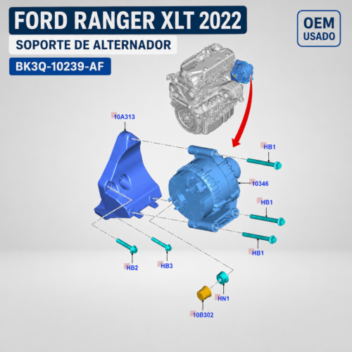 9 Ford Ranger Xlt 2019-2022 Soporte Alternador Bk3q-10239-af